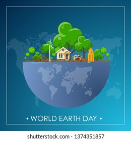 Happy Earth Day Banner/ Illustration of a happy earth day banner, for environment safety celebration - Vector