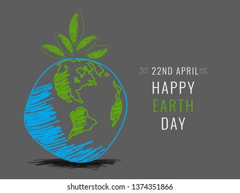 Happy Earth Day Banner/ Illustration of a happy earth day banner, for environment safety celebration - Vector