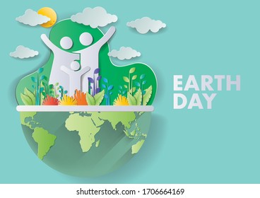 Happy Earth Day Banner - Illustration. Earth Day Poster, Banner, for environment safety celebration