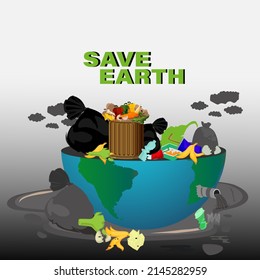 Happy Earth Day Banner. Illustration of World environmental Day. Vector Illustration.