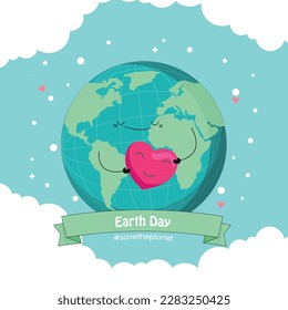 Happy Earth Day Banner and Illustration of a happy earth day banner, for environment safety celebration. Save the Earth concept. April 22