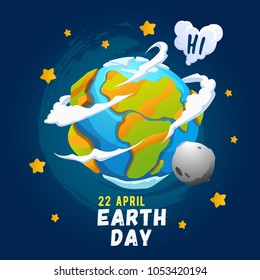 Happy Earth Day Banner. Earth Planet Background. Illustration of a happy earth day banner, for environment safety celebration.