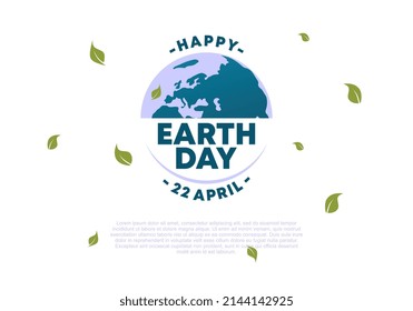 Happy earth day banner poster with blue globe celebration on april 22.