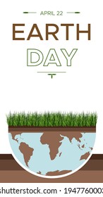 Banner de Happy Earth Day - ilustración ecológica vectorial plana de un concepto ambiental para salvar el mundo. Visión conceptual sobre el tema de salvar el planeta. Adecuado para tarjetas de felicitación, afiche social.
