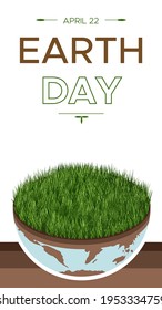 Happy Earth day banner - vector isometric eco illustration of an environmental concept to save the world. Concept vision on the theme of saving the planet. Suitable for greeting card, social poster.