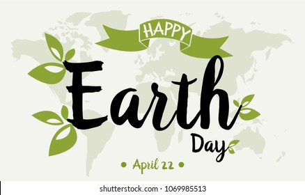 Happy Earth Day Card Or Background. Vector Illustration.