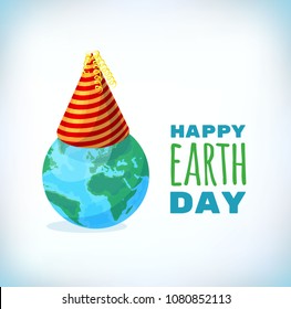 Happy Earth Day card, background. Vector illustration for banner and poster. Element for design cards and invtions. Symbol for gift cards and flyers. Emblem for brochures