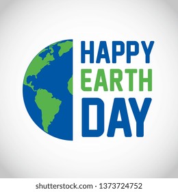 Happy Earth Day Card With Planet Earth Vector Digital Image Illustration