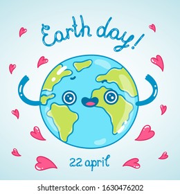 Happy Earth Day. Cartoon greeting card