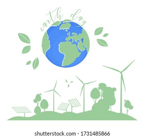 Happy earth day celebration design. Environment and ecology theme banner, poster, and background. World map background vector illustration.
