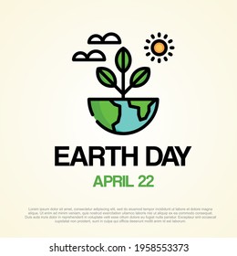 Happy Earth Day or Earth day Celebration and earth, sun, plants, vector. Plants shop logo design template. world climate change logo