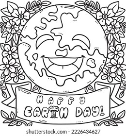 Happy Earth Day Coloring Page for Kids