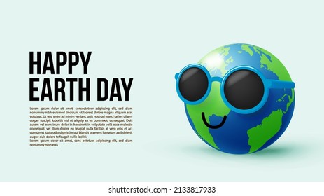 Happy earth day concept art with cute character design and pastel color scheme vector illustration