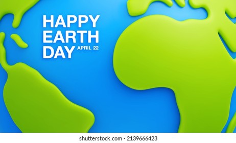 Happy Earth Day concept background. International Mother Earth Day banner or poster. Save the Earth concept. Cartoon planet Earth 3d vector background