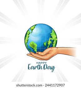 Happy Earth day concept background with holding hands design vector