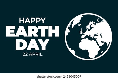 Happy Earth Day concept horizontal banner. Earth day 22 April abstract illustration. Globe Line Icon Vector.