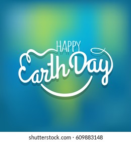 Feliz Día de la Tierra. Logo del vector sobre fondo azul