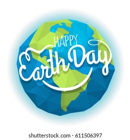 Happy Earth Day concept. Vector logo with the smile. Smiling Earth illustration