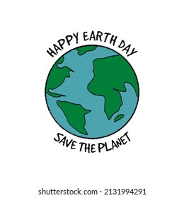 happy earth day in crayon style vector illustration