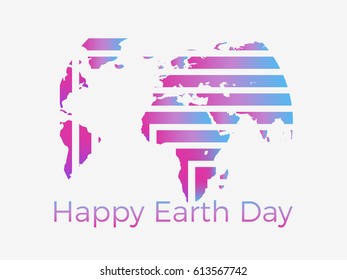 Happy Earth Day. The creative logo of the planet earth with gradient strips. Vector illustration