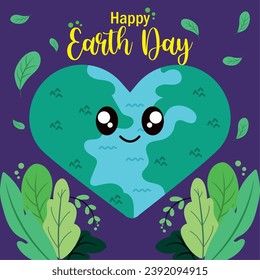 Happy earth day cute background Vector illustration
