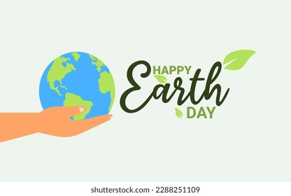 HAPPY EARTH DAY DESIGN AND CONCEPT IN FLAT DESIGN, SUITABLE FOR BACKGROUND, POSTER, STICKER, POSTCARD, OR SOCIAL MEDIA
