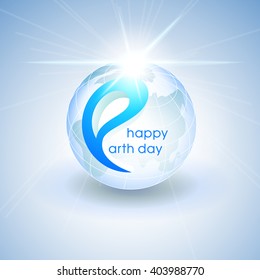 Happy Earth Day. Design Vector illustration of 3D globe and light.
