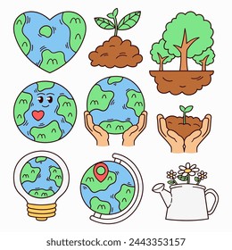 Happy Earth Day Doodle Elements