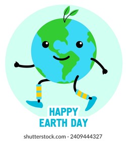 Happy Earth Day! Ecology concept. Vector eco illustration for a social poster, banner or card. International Mother Earth Day. Ecology and environmental protection. Make it a daily earth day