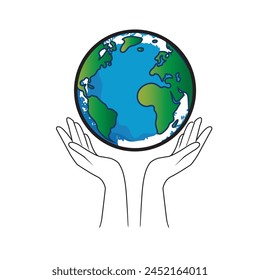 happy earth day environment two hands holding our earth eco-friendly poster