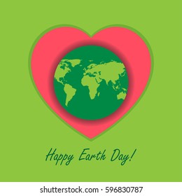 Happy Earth Day flat card or background with leaves.
Vector illustration