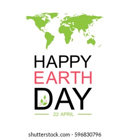 Happy Earth Day flat card or background with leaves.
Vector illustration