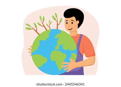 Happy Earth Day Flat Illustration