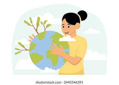 Happy Earth Day Flat Illustration