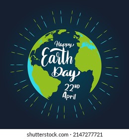 Happy Earth Day in Flat Vector Illustration
