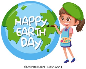 Happy Earth day girl concept illustration