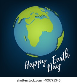 "Happy Earth Day" with globe in space