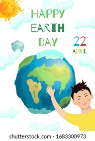 Happy Earth Day. Great for card, invitation, poster, banner template. Celebration vector card. 22 April.