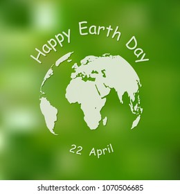 Happy Earth Day, greeting card. Vector illustration. Earth day, 22 April, banner with lettering and with Globe