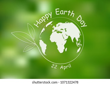 Happy Earth Day, greeting card. Vector illustration. Earth day, 22 April, banner with lettering and with Globe