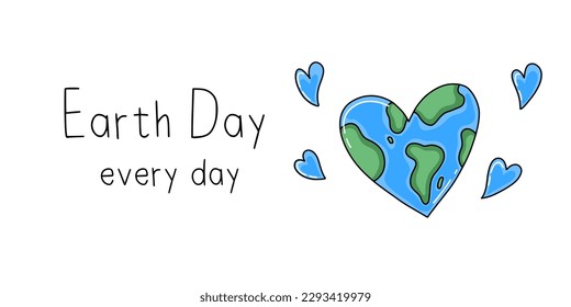 Happy Earth Day Greeting Card Vector Illustration Congratulations on Earth Day Save the Planet Clean and Healthy