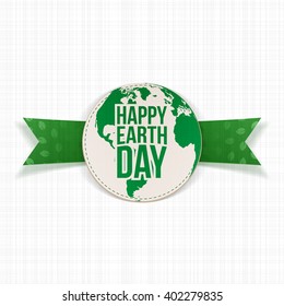 Happy Earth Day greeting Card on green Ribbon