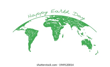 Happy earth day. Hand drawn style, vector illustrations.
