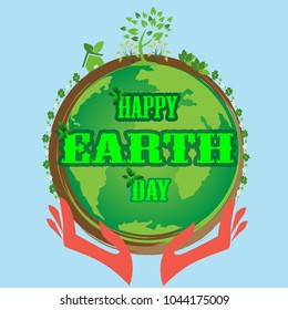 Happy Earth Day hand lettering card  background. Vector illustration design.