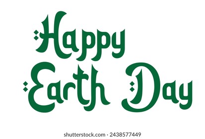 Happy Earth Day hand lettering logo decorated by leaves. Earth Day 2020 typography logo. Earth Day enviromental and eco activism vector concept EPS 10