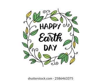 Happy Earth Day Hand Lettering � Eco-Friendly Calligraphy, Green Planet Typography Vector Design