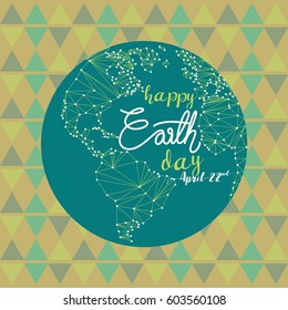 Happy Earth Day hand lettering card vector