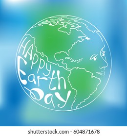Happy Earth Day hand lettering card, background.