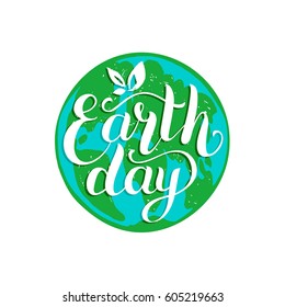 Happy Earth Day Hand Lettering Card Stock Vector (Royalty Free ...