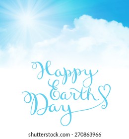 Happy earth day, handmade calligraphy, vector illustration